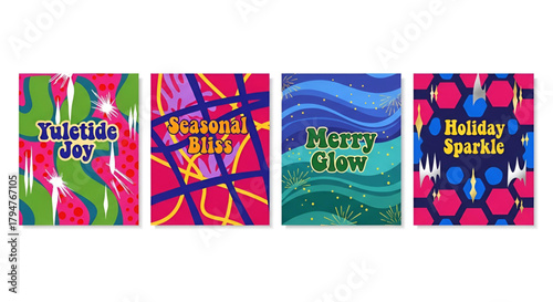 Holiday season greetings card set festive winter celebration designs