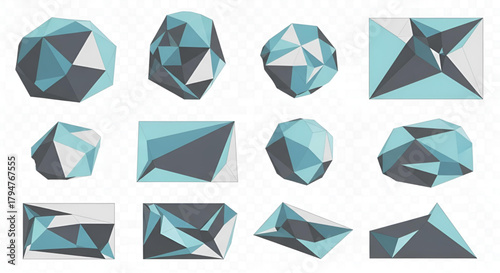 Geometric shapes polygon art low poly illustrations design elements