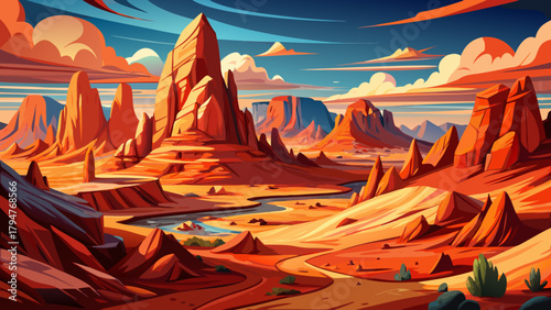 Very beautiful view of amazing sandstone shapes at Valley of Fire National Park, Nevada, USA, featuring striking red rock formations, sculpted cliffs, and dramatic desert landscapes under bright sunli