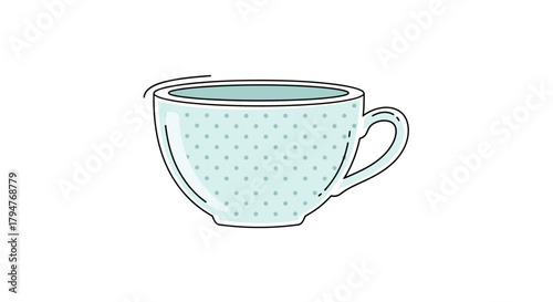 Charming pastel teacup with subtle polka dots, perfect for a warm beverage or creative illustration