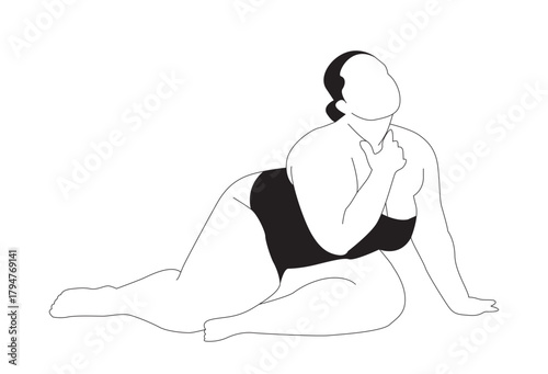 Vector Illustrations of Plus-Size Woman in Lingerie - Yoga and Fitness - Characters Graphic Art SVG