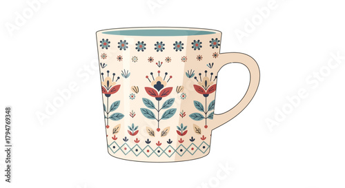 Delicate floral motif on a mug showcasing refined graphic style and aesthetic appeal