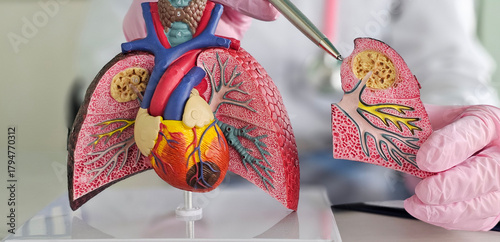 Foto Doctor points out lung anatomy for diseases