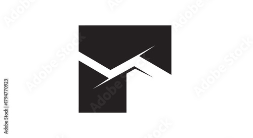 Abstract logo design featuring a stylized mountain range within a square shape