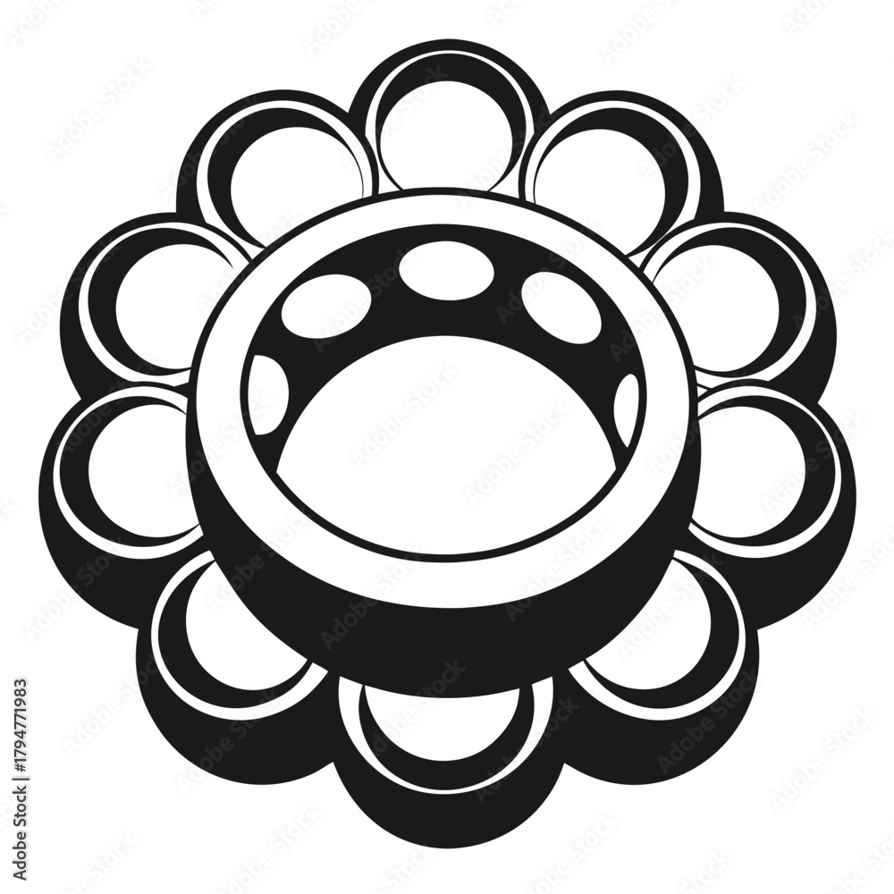 Fototapeta premium Abstract black and white geometric flower shape design