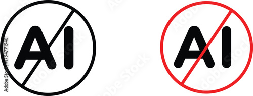 No Ai  icon vector graphic illustration  with white background flat hand made icon fill icon .