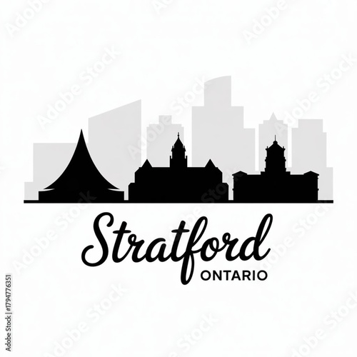 Slika na platnu ‎Stratford Skyline Silhouette — The Shakespearean Theatre City of Ontario Canada