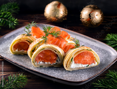 crêpes roulées au saumon fumé