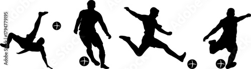 Four Soccer Player Action Silhouettes
