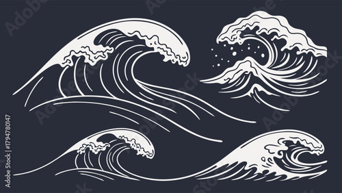 Dynamic Ocean Waves Vector Set Powerful Sea Water Graphics for Web Design Branding Travel Nature and Environmental Themes