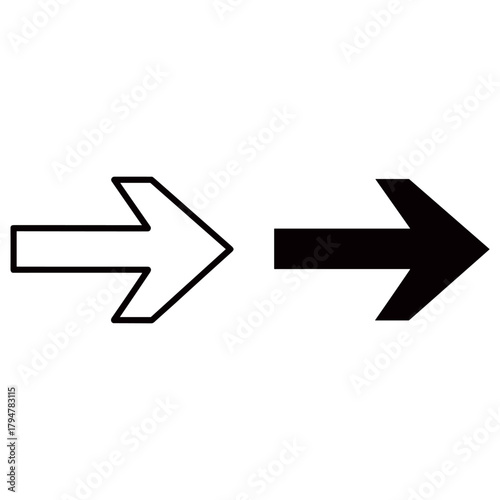 Comparison of a solid and outline arrow pointing right Free Download Comparison of a solid and outline arrow pointing right - GFXLoad