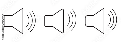 Speaker icon set. Volume icon vector. Loudspeaker icon vector. Sound symbol. Sign for mobile concept and web design. Speaker icon with radiating sound waves illustration.