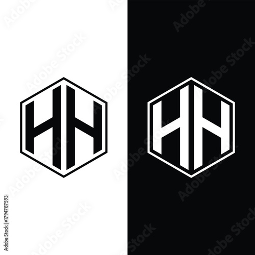 Letter HH Logo Hexagon Monogram Icon Stock Vector and Vector Art.