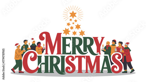 Christmas Carolers: A festive ensemble of carolers gathered to sing, accompanied by candle light and a star, spreading holiday cheer and goodwill.