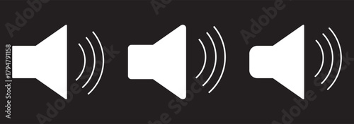 Speaker icon vector illustration. Volume sign and symbol. Loudspeaker icon. Lound symbol. Audio speaker volume  icon for apps and websites.