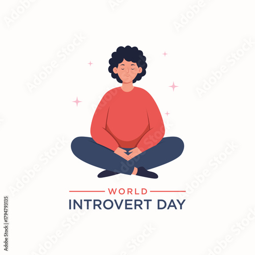 A calm person sits cross-legged, embracing peaceful self-reflection for World Introvert Day