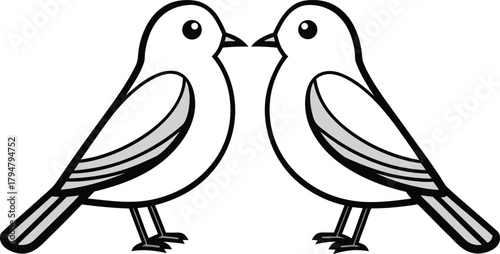 Dual Birds Illustration Set. Pair of Birds Artwork. Twin Birds Outline Collection. Two Birds Line Art. Bird Couple Design Set. Birds Pair Graphic Pack. Birds Duo Outline Art. Elegant Birds Pair Draw