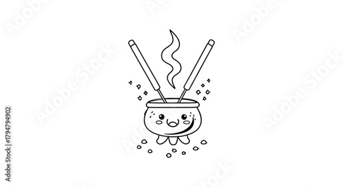 Cute incense burner illustration vector design and clip art