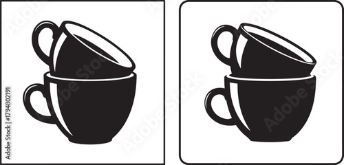 Two stacks of coffee cups silhouette
