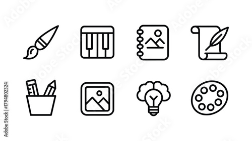 Collection of creative art and design icons