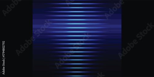 Abstract blue glowing horizontal lines creating a futuristic and rhythmic pattern on a dark background.