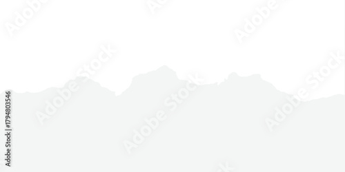 Gentle, faded mountain peaks in a subtle light grey silhouette against a pristine white backdrop.