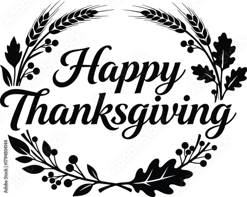 Happy thanksgiving day typography design.