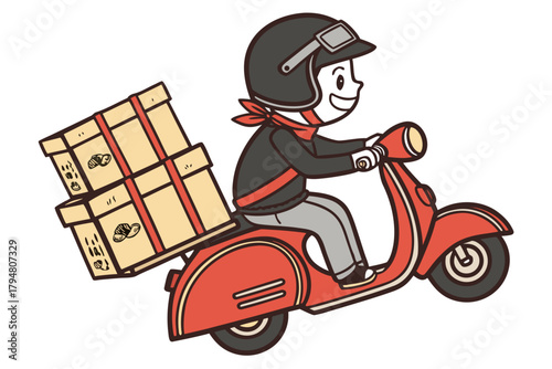 Delivery driver on a scooter with packages ready for fast and reliable service