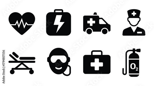Collection of medical and emergency service icons