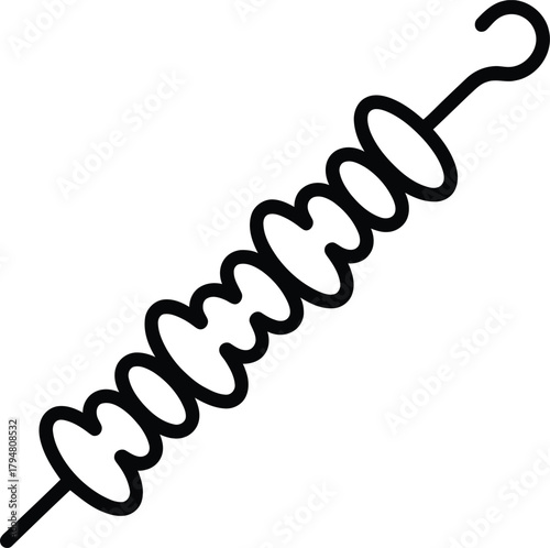 Shish Kebab Skewer Icon  Minimal Flat Meat Stick Vector