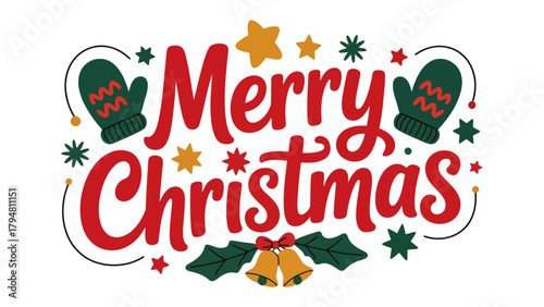 Festive Greetings: Merry Christmas Celebration: a cheerful holiday illustration. A vibrant festive message. The image captures the essence of winter cheer. 