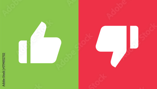 Thumbs Up and Thumbs Down Icons Set. Like and Dislike Symbol for Rating and Feedback.