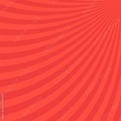 Red geometrical spiral ray background design - abstract curved hypnotic vector graphic