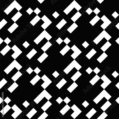 Seamless random monochrome mosaic pattern background - repetitive vector illustration