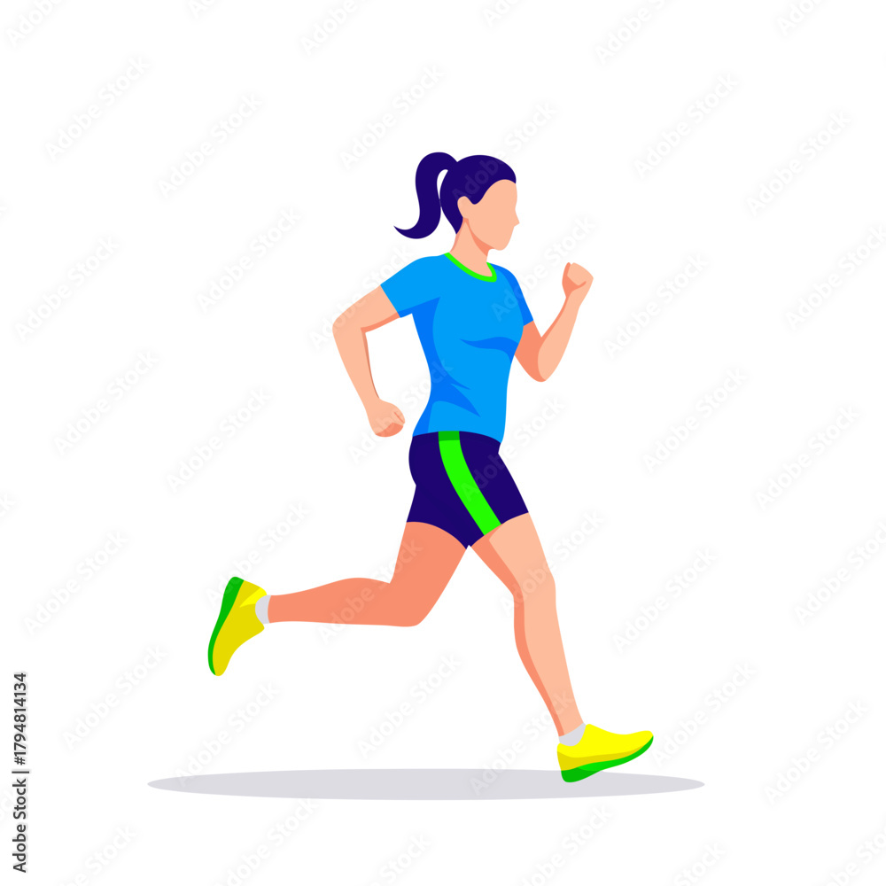 Fototapeta premium Active Woman Running Fitness Illustration