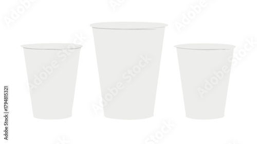 Disposable paper cups mockup for hot and cold drinks in different sizes on white background design vector