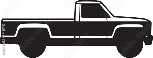 Pickup Truck Black Silhouette Vector Illustration. Vector Black silhouettes. with white background
