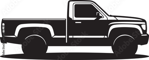 Pickup Truck Black Silhouette Vector Illustration. Vector Black silhouettes. with white background