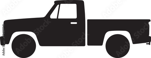 Pickup Truck Black Silhouette Vector Illustration. Vector Black silhouettes. with white background