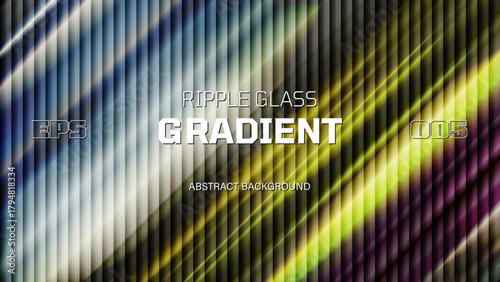 Glass fractal gradient with reeded effect chromatic background, Abstract ripple glass transitions distortion with vibrant diagonal gradients smooth fluted vertical lines