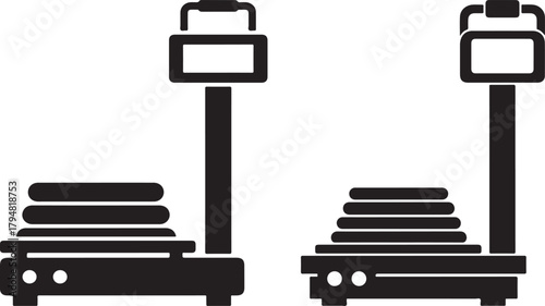Two digital scales with weights silhouette