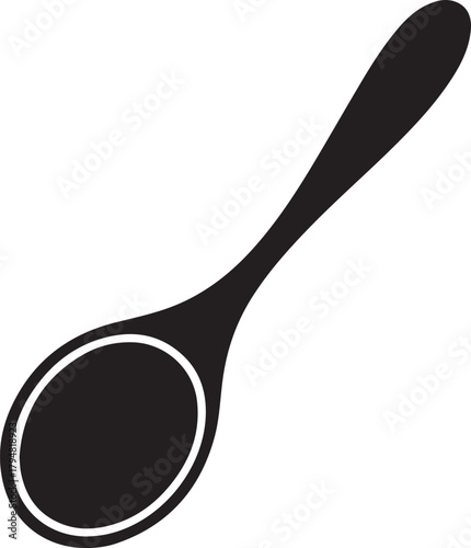 Wooden Spoon Only Silhouette Vector Illustration. Vector Black silhouettes. with white background