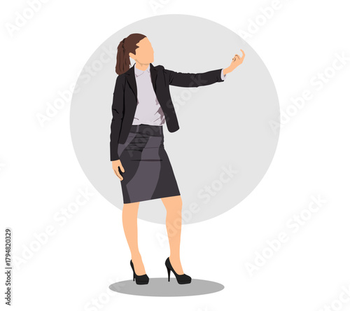 Businesswoman person in full isolated vector illustration. full body seen. wearing a business suit.