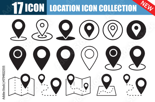 location icon. GPS, navigation apps, location markers, address indications. Vector Illustration eps 10 10