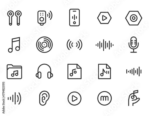 Music audio sound wave media player icon pack