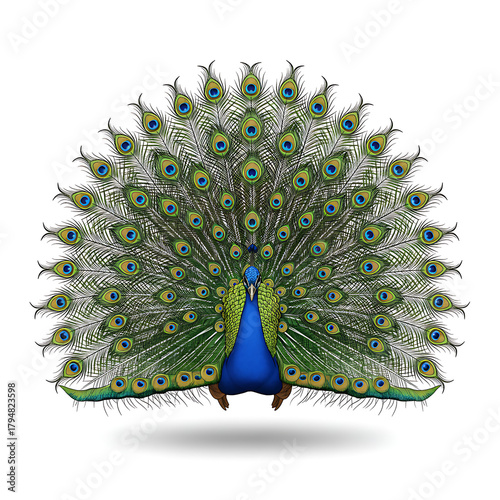 Peacock with very beautiful feathers.