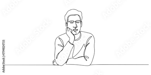 Continuous one line drawing of a person planning for the future, symbolizing long term financial planning, line art style vector illustration.