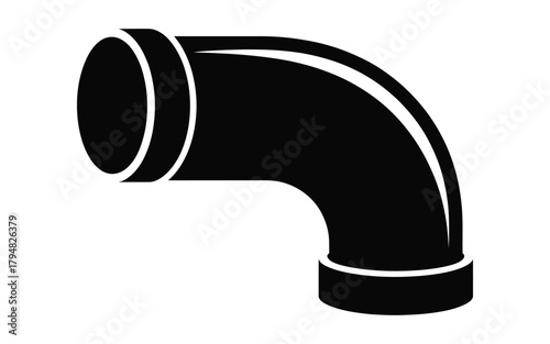 Black pipe fitting plumbing vector silhouette illustration