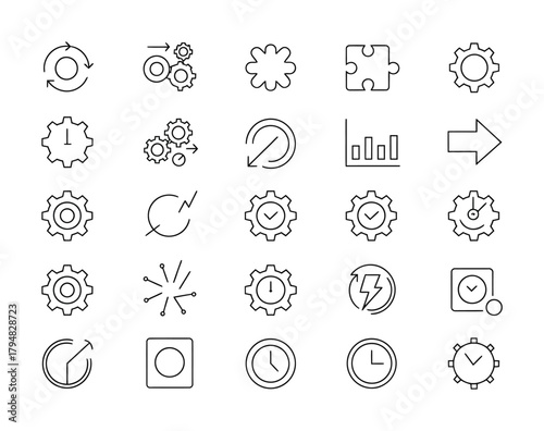 Process productivity workflow gear settings optimization icons