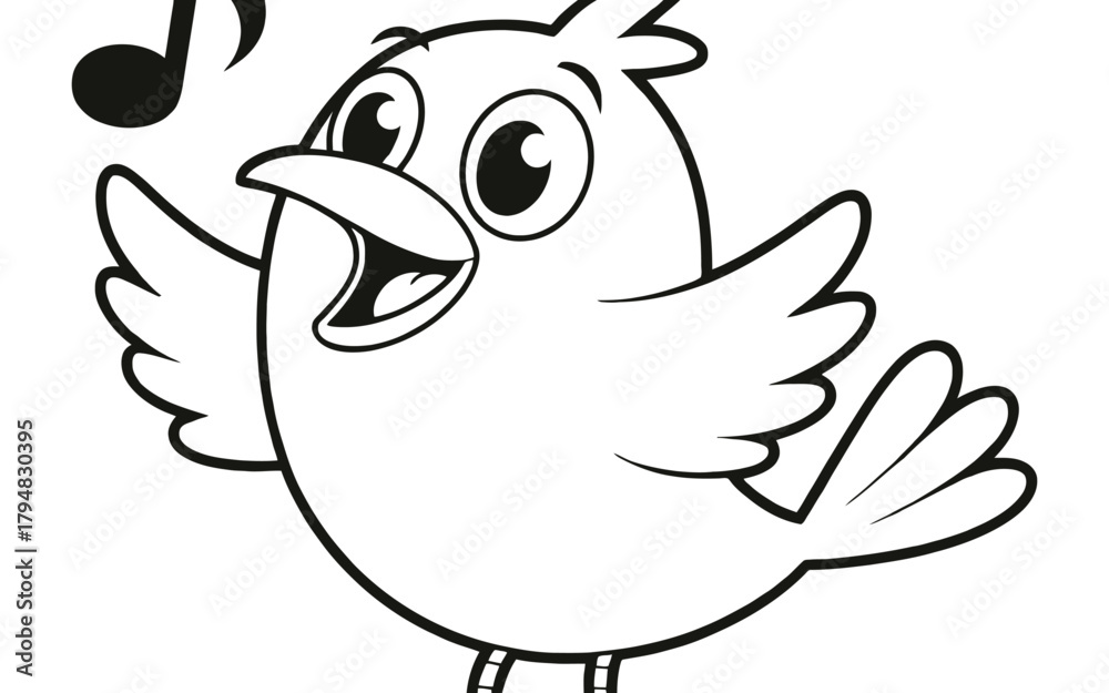 Fototapeta premium Cartoon bluebird singing vector illustration for design use